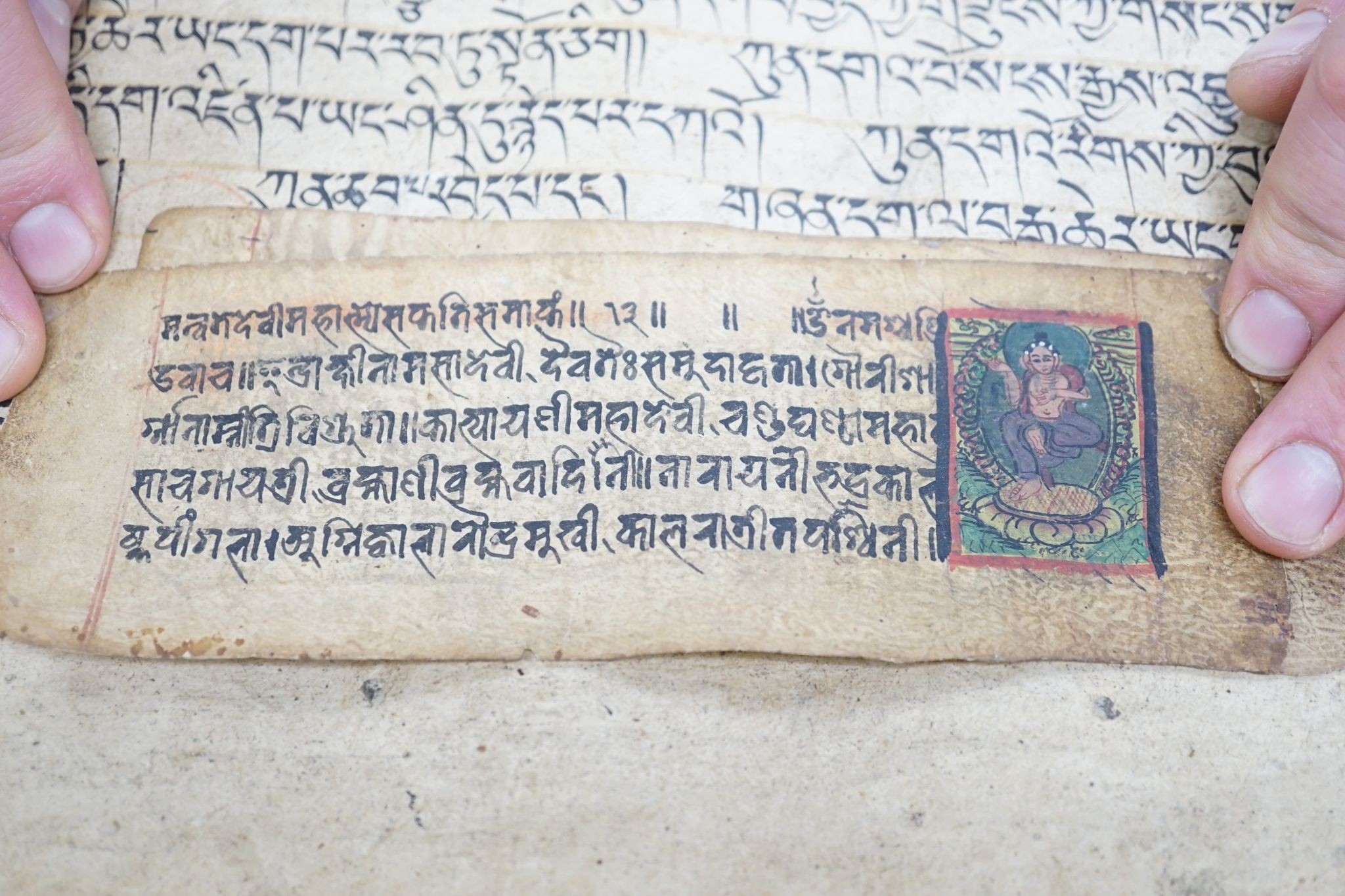 A group of Tibetan Sanskrit mantra scrolls